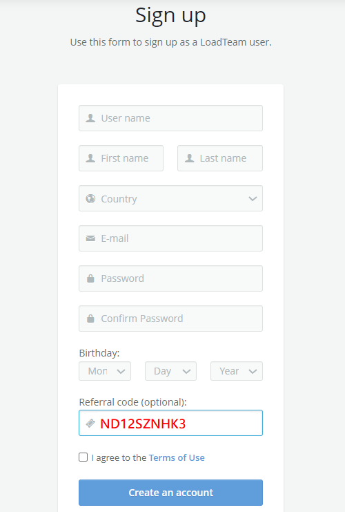 Revisão LoadTeam: Tutorial de Renda Passiva 4 LoadTeam registration